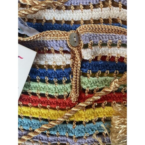 NWT My Beachy Side Crochet Ali Rainbow halter mini dress cover up size medium - Picture 11 of 13